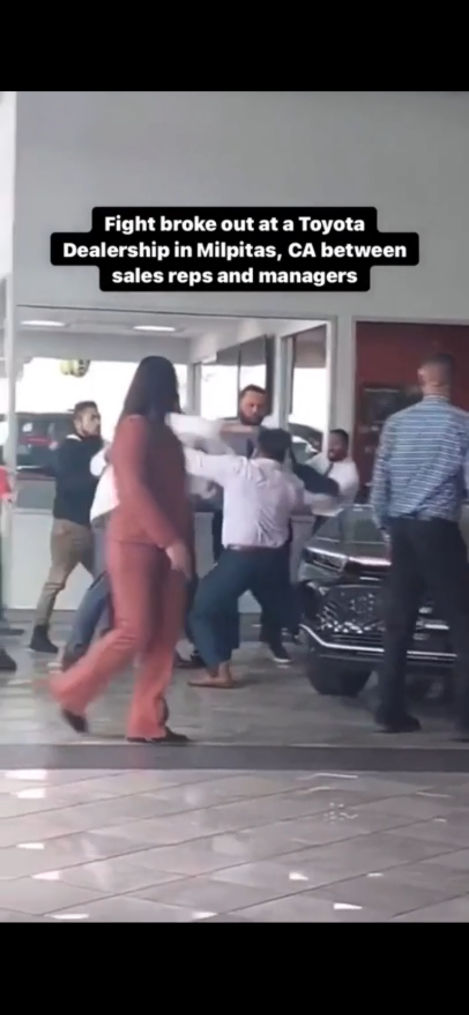 Fight between sales manager and general sales manager at Toyota dealership in Milpitas CA.